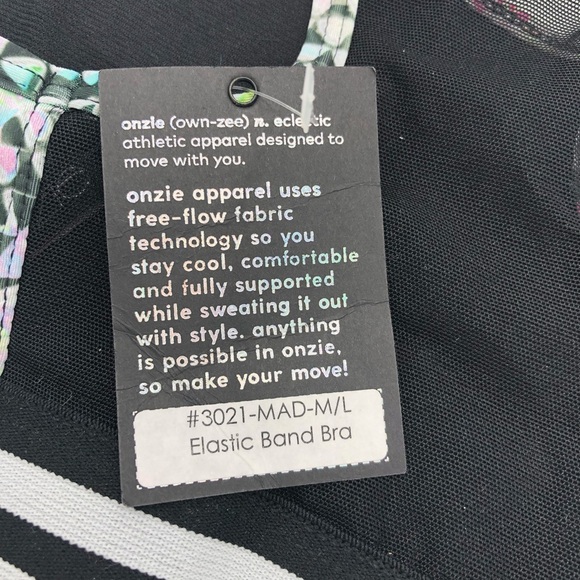 Onzie Geometric Design Elastic Band Sports Bra Sz M/L - Picture 3 of 3